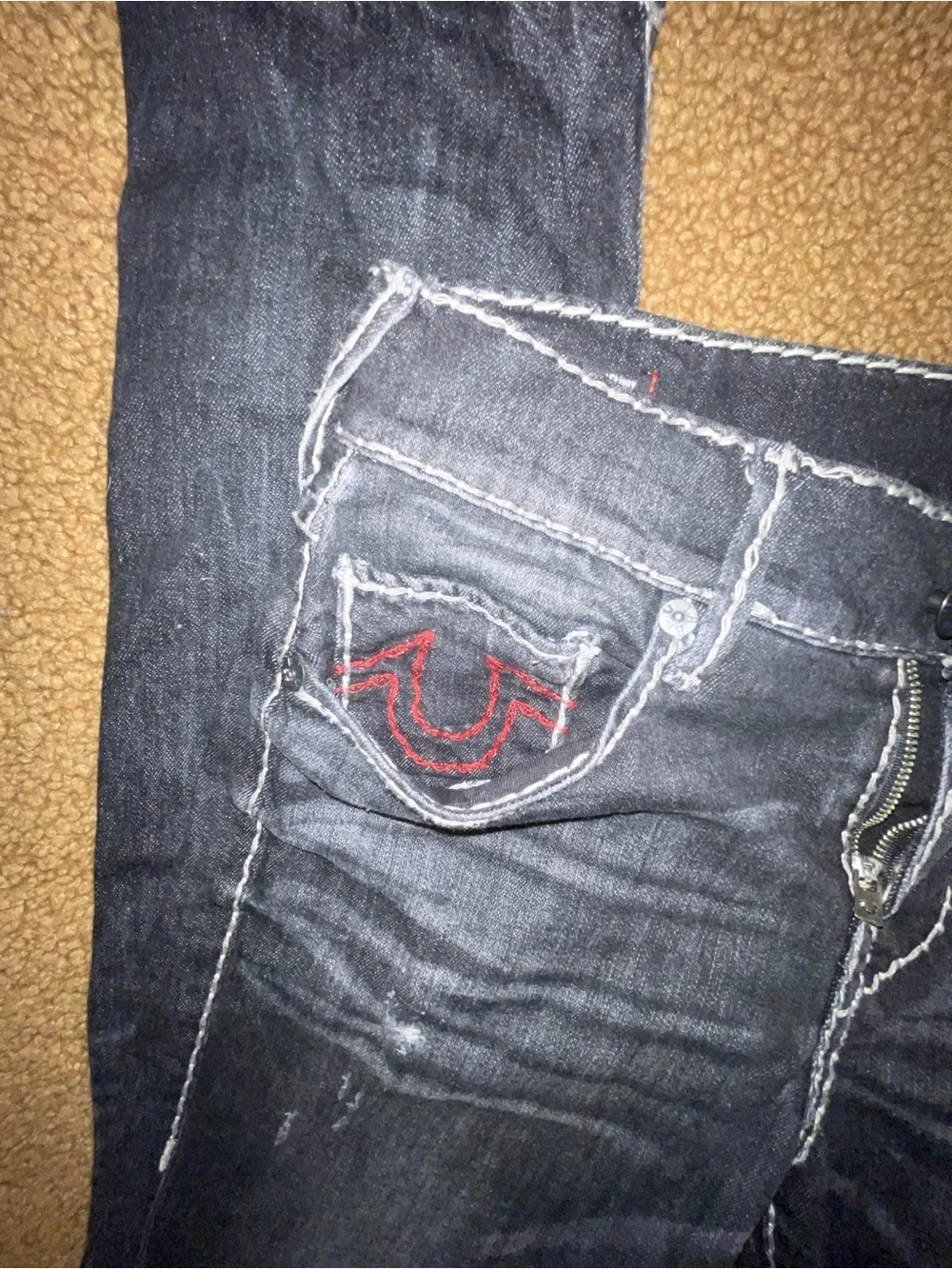 True Religion Rocco Skinny Jeans – Black Wash Contrast Stitch – Size 31